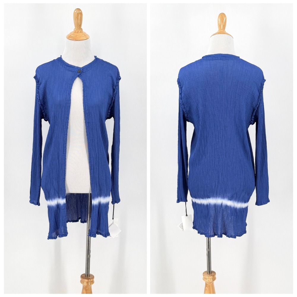 ISSEY MIYAKE ME Pleats Please One Button Cardigan Womens Blue One Size NEW